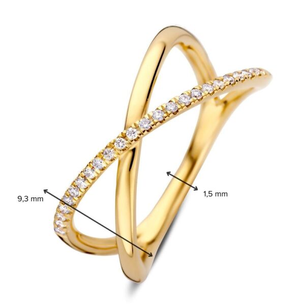 14 krt gouden Ring geelgoud briljant 0.12 crt. - Afbeelding 4