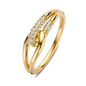 14 krt gouden Ring geelgoud briljant 0.14 crt.
