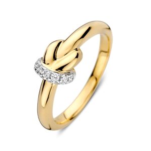 14 krt gouden Ring geelgoud briljant 0.17 crt.