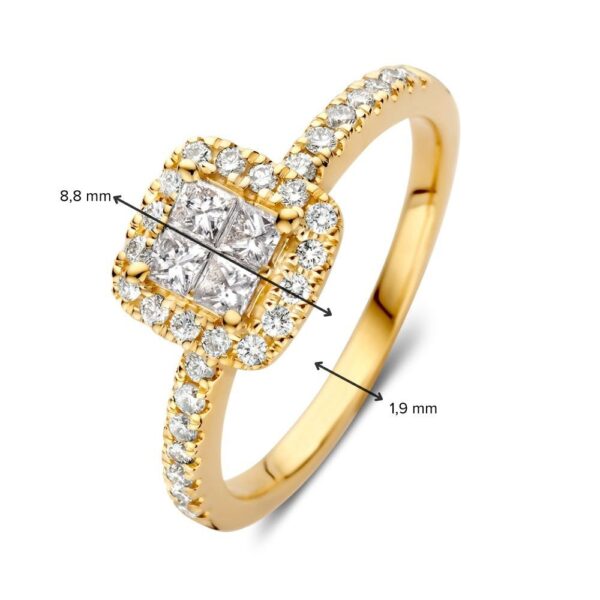 14 krt gouden Ring geelgoud briljant 0.58 crt. - Afbeelding 3