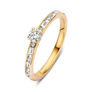 14 krt gouden Ring geelgoud briljant 0.63 crt.