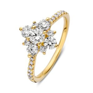 14 krt gouden Ring geelgoud briljant 1.14 crt.