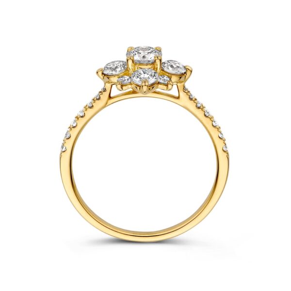 14 krt gouden Ring geelgoud briljant 1.14 crt. - Afbeelding 2