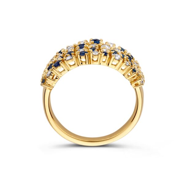 14 krt gouden Ring geelgoud briljant + saffier - Afbeelding 2