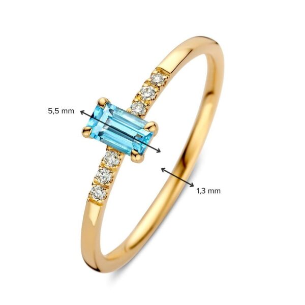 14 krt gouden Ring geelgoud topaas + briljant - Afbeelding 4