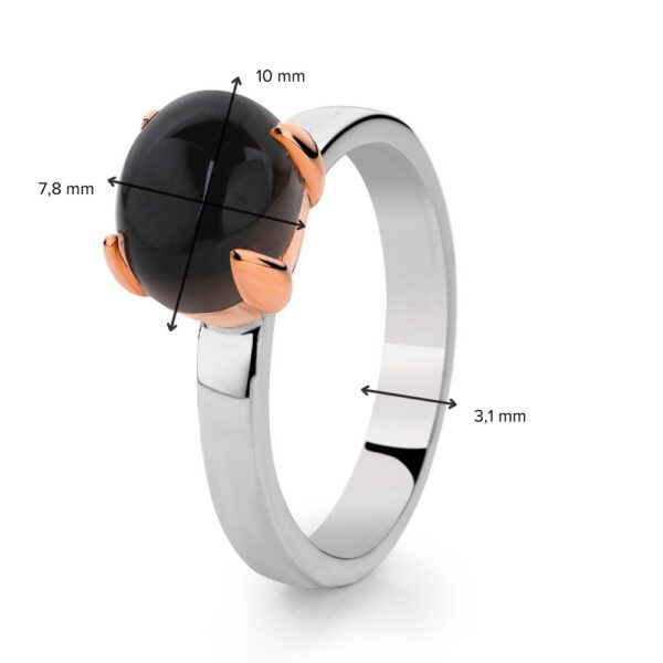 14 krt gouden Ring zilver/goud rookkwarts - Afbeelding 2