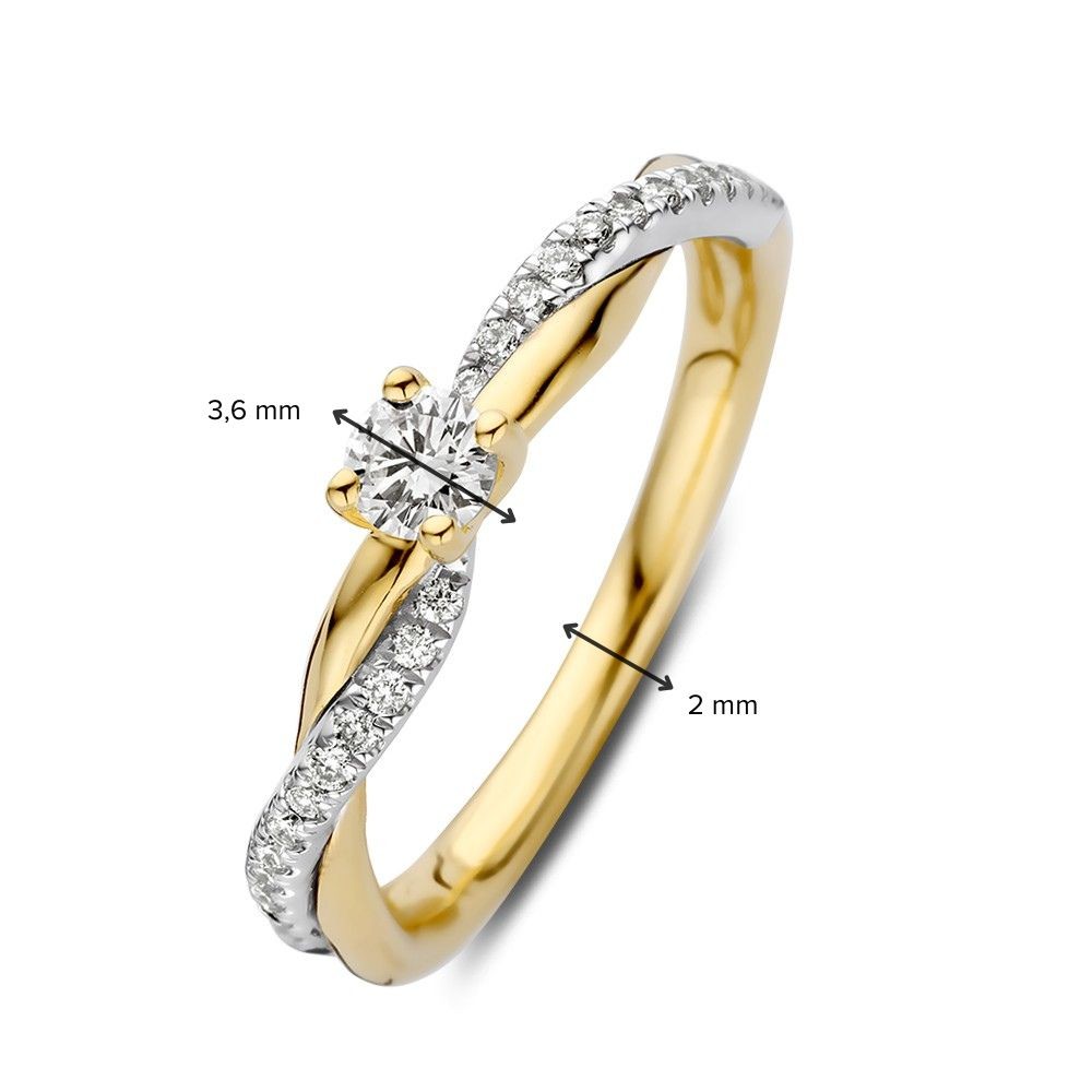 14 krt gouden Ring bicolor briljant 0.30 crt. - Afbeelding 3