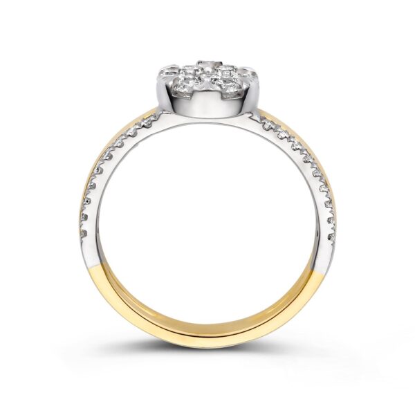 14 krt gouden Ring bicolor briljant 0.63 crt. - Afbeelding 2