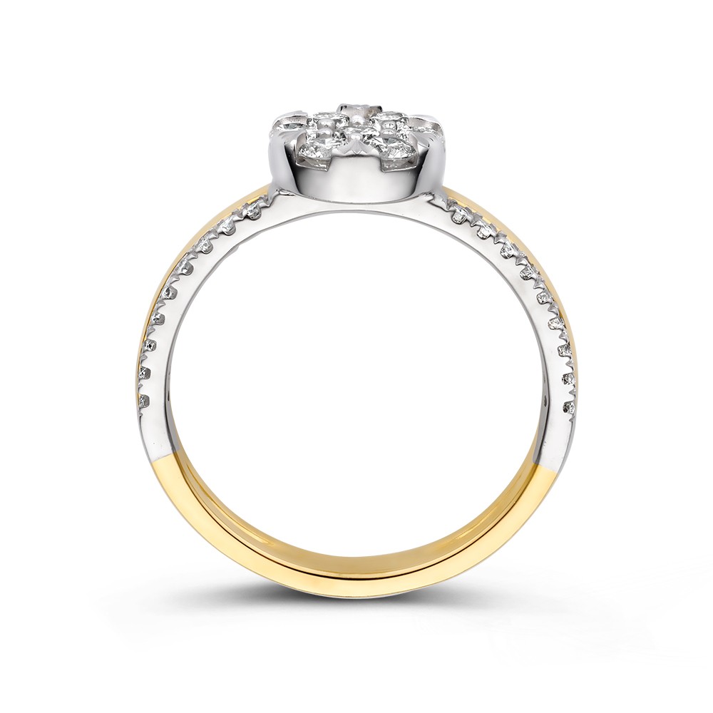 14 krt gouden Ring bicolor briljant 0.63 crt. - Afbeelding 2