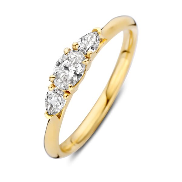 14 krt gouden Ring geel diamant 0.50 crt.