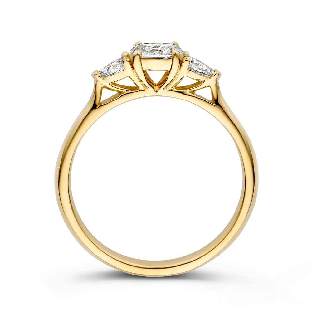 14 krt gouden Ring geel diamant 0.50 crt. - Afbeelding 2