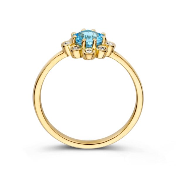 14 krt gouden Ring geelgoud topaas + briljant - Afbeelding 2