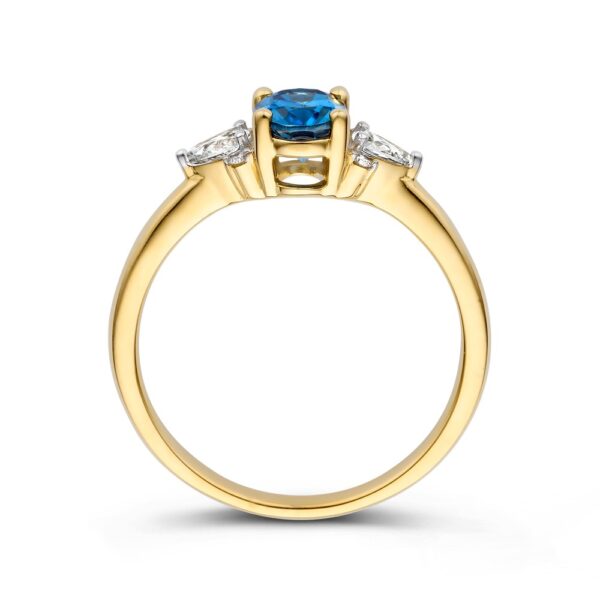 14 krt gouden Ring geelgoud topaas + briljant - Afbeelding 2