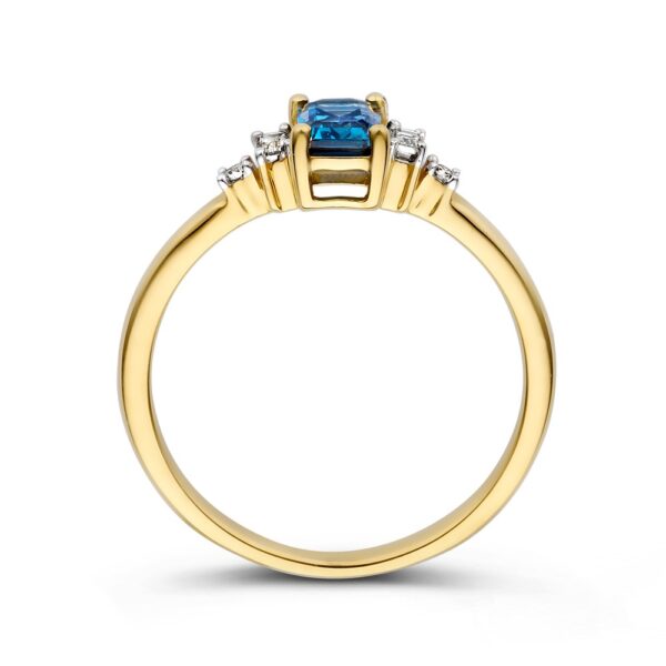 14 krt gouden Ring geelgoud topaas + briljant - Afbeelding 2