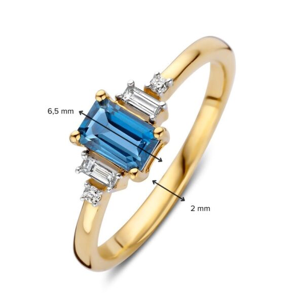 14 krt gouden Ring geelgoud topaas + briljant - Afbeelding 3