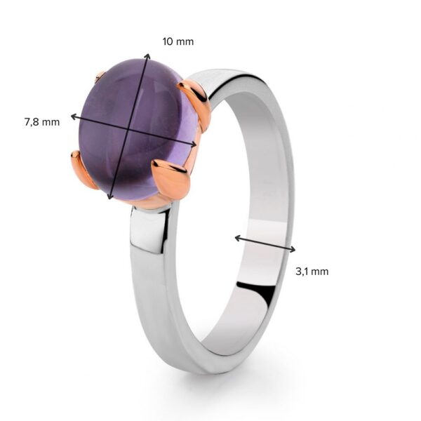 14 krt gouden Ring zilver/goud amethist - Afbeelding 2