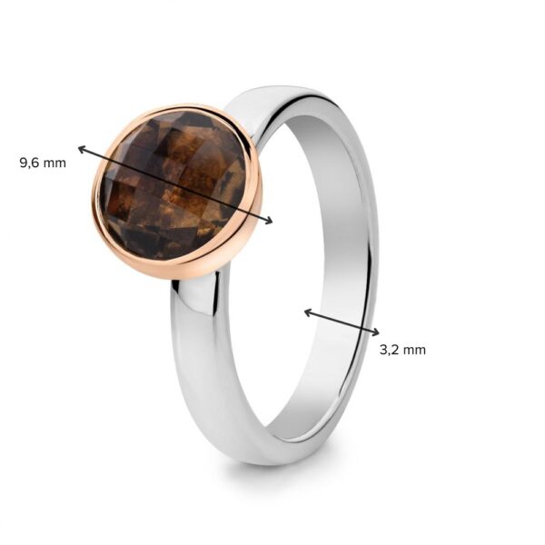 14 krt gouden Ring zilver/goud rookkwarts - Afbeelding 2