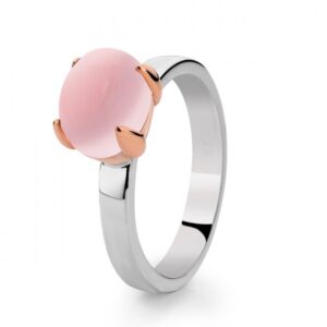 14 krt gouden Ring zilver/goud rozenkwarts