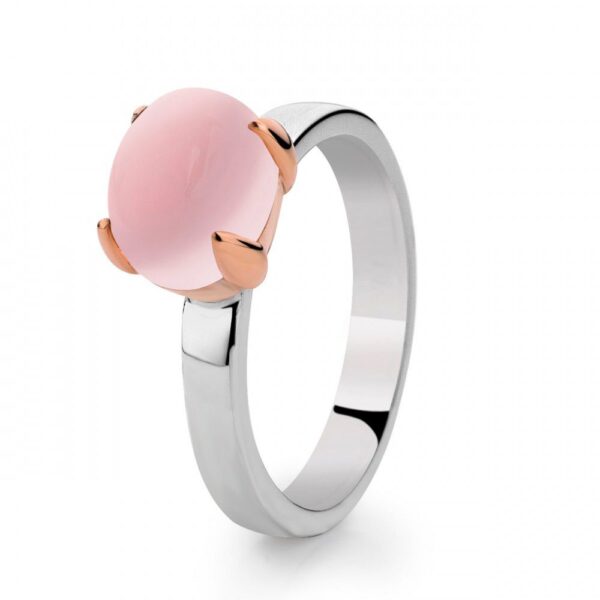 14 krt gouden Ring zilver/goud rozenkwarts