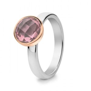 14 krt gouden Ring zilver/goud rozenkwarts