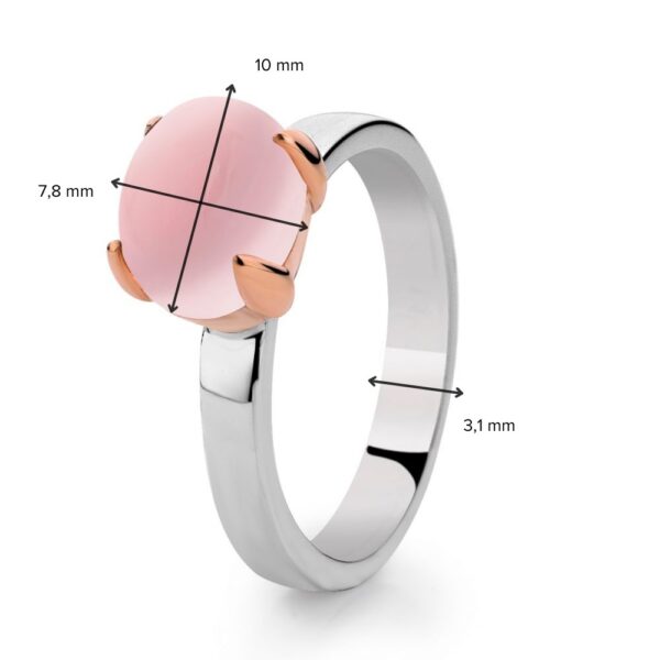 14 krt gouden Ring zilver/goud rozenkwarts - Afbeelding 2