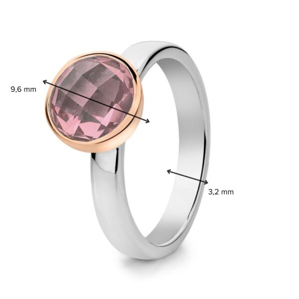 14 krt gouden Ring zilver/goud rozenkwarts - Afbeelding 2