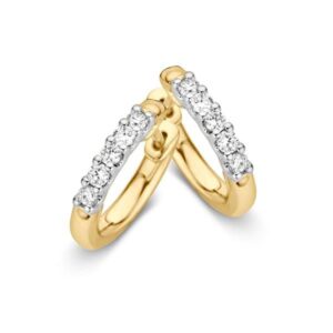 14 krt gouden Oorringen bicolor briljant 0,20 crt.