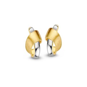 14 krt gouden Oorstekers bicolor
