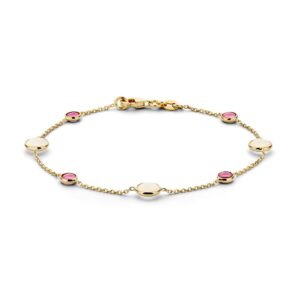 14 krt gouden Armband geelgoud edelsteen