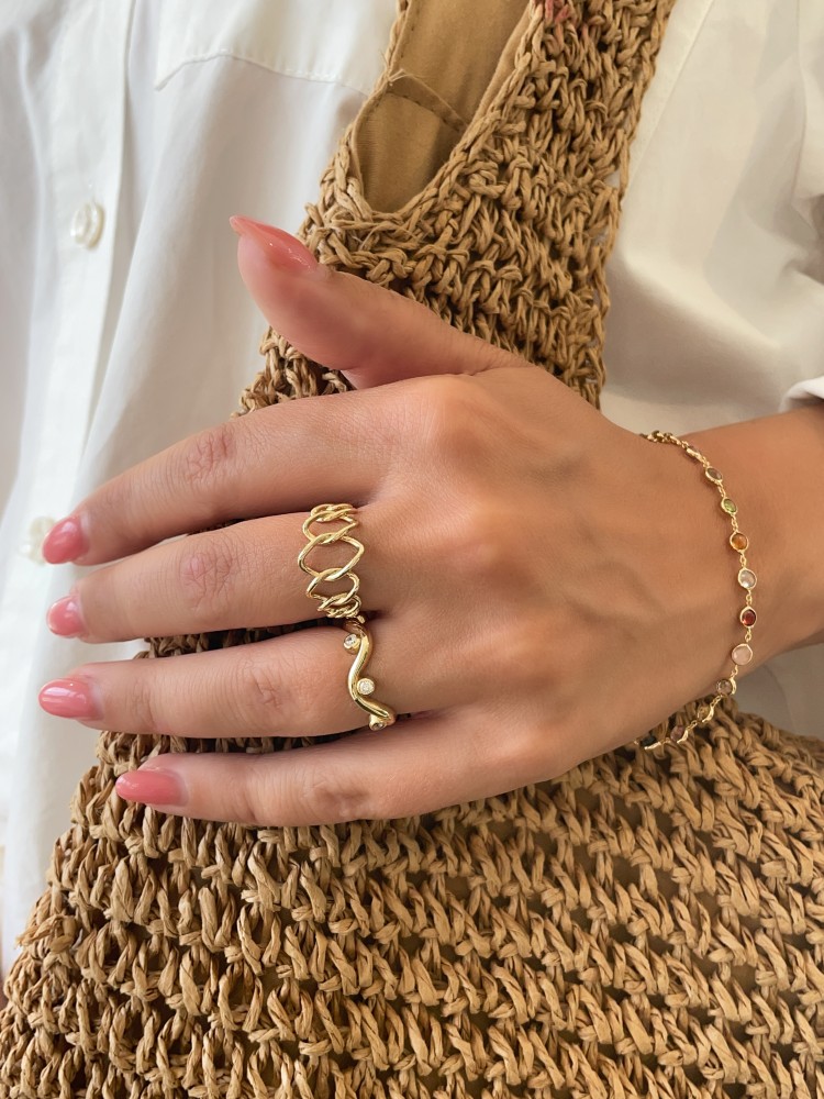 14 krt gouden Armband geelgoud edelsteen - Afbeelding 2