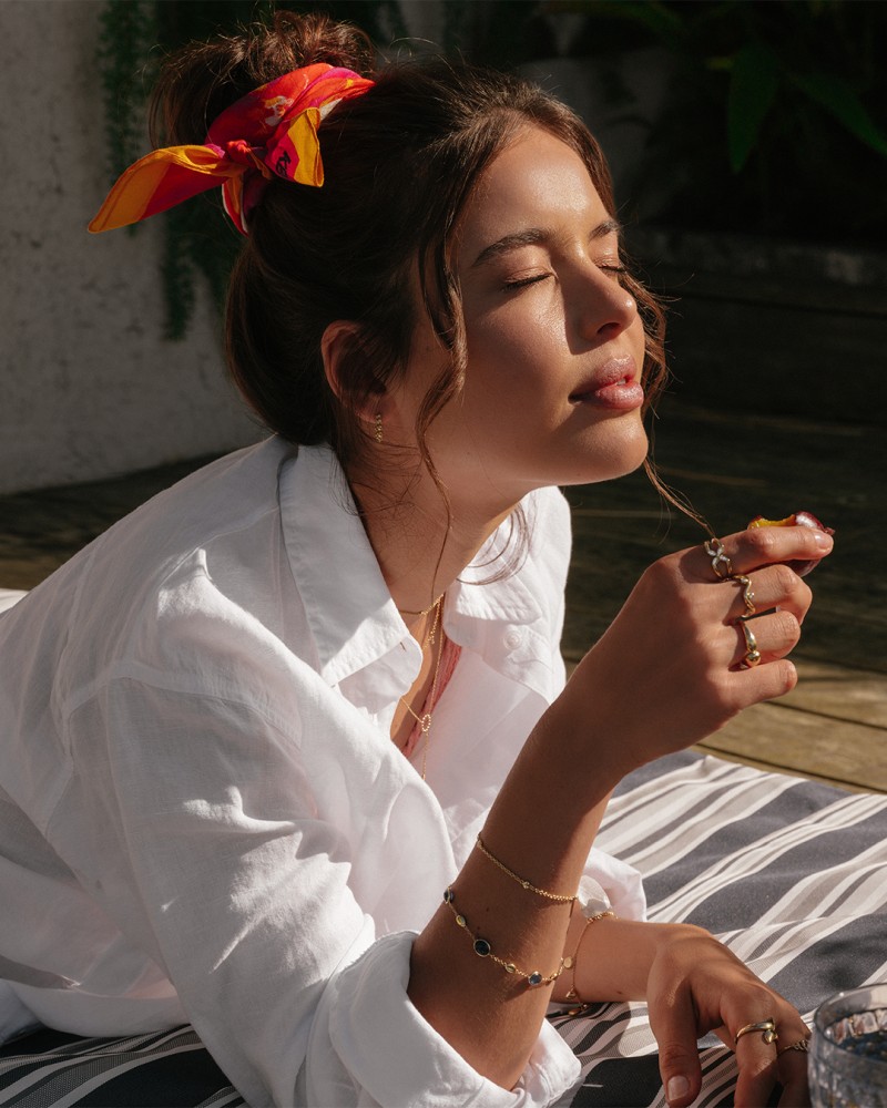 14 krt gouden Armband geelgoud edelsteen - Afbeelding 3