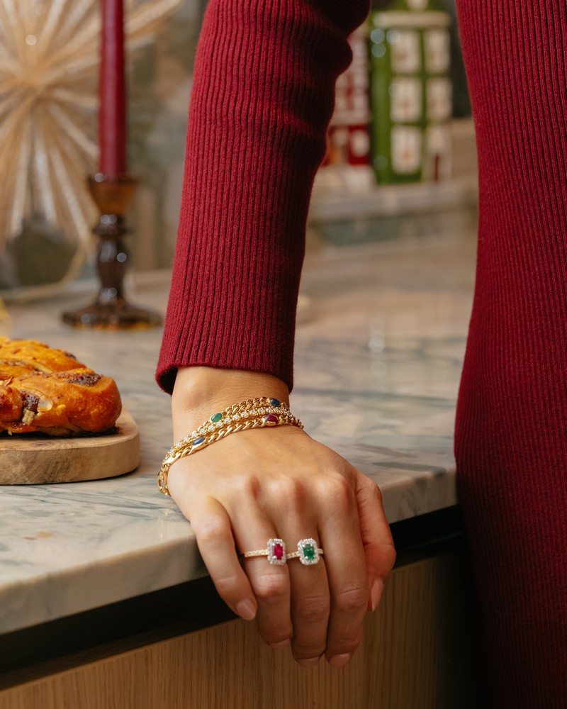 14 krt gouden Armband geelgoud edelsteen - Afbeelding 4