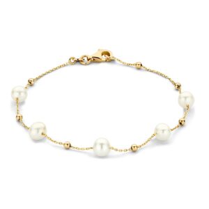 14 krt gouden Armband geelgoud parel