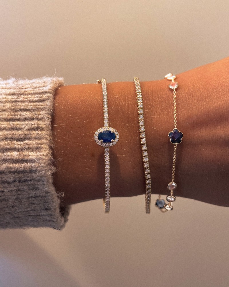 14 krt gouden Armband geelgoud topaas/london blue topaas - Afbeelding 3