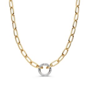 14 krt gouden Collier bicolor briljant 0,42 crt.