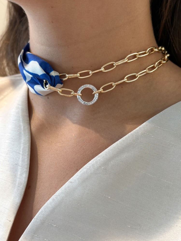 14 krt gouden Collier bicolor briljant 0,42 crt. - Afbeelding 6