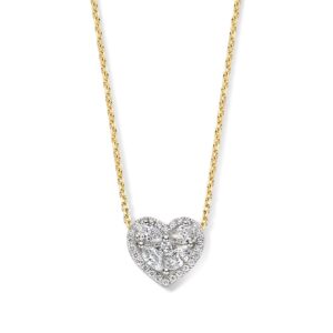 14 krt gouden Collier bicolor briljant 0,50 crt.