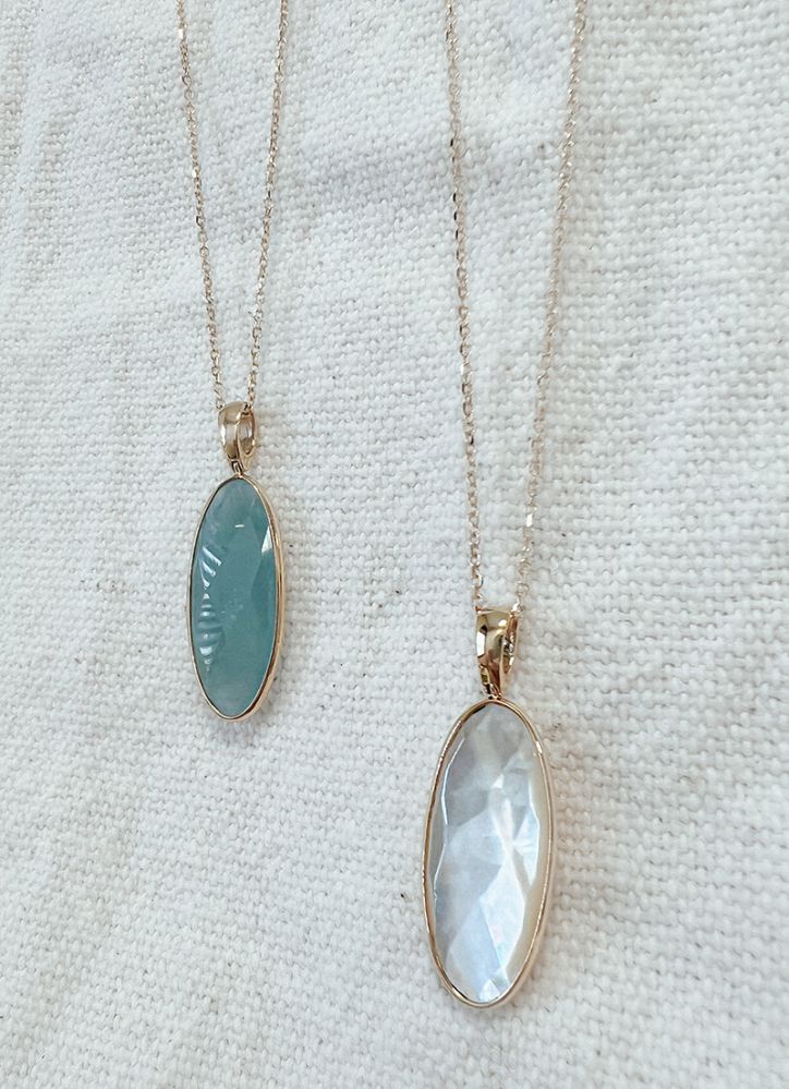 14 krt gouden Collier geelgoud aquamarijn - Afbeelding 3