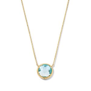 14 krt gouden Collier geelgoud blauw topaas