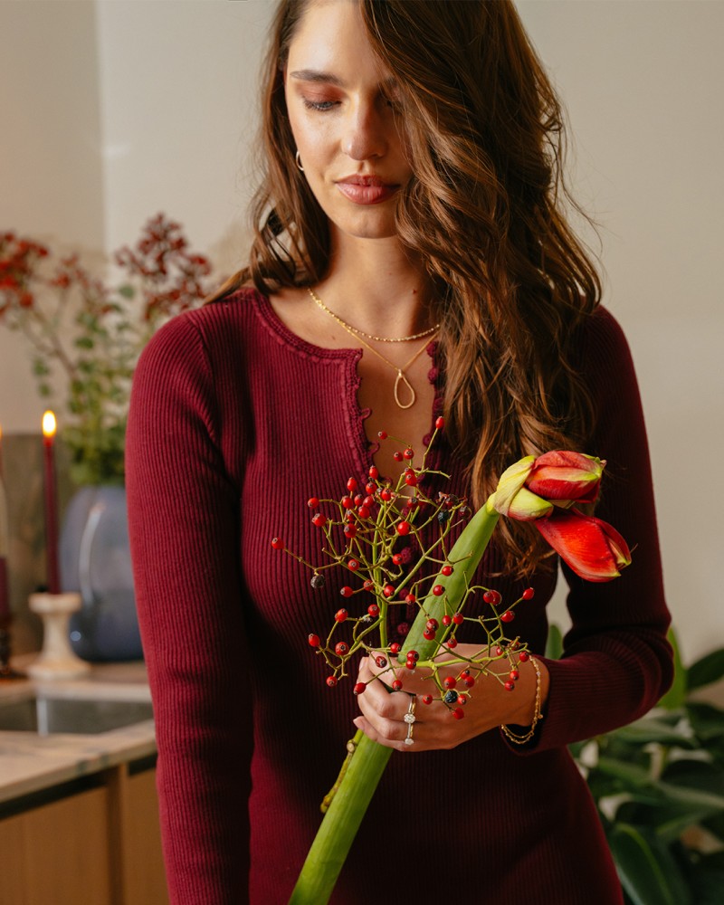 14 krt gouden Collier geelgoud briljant 0,29 crt. - Afbeelding 4