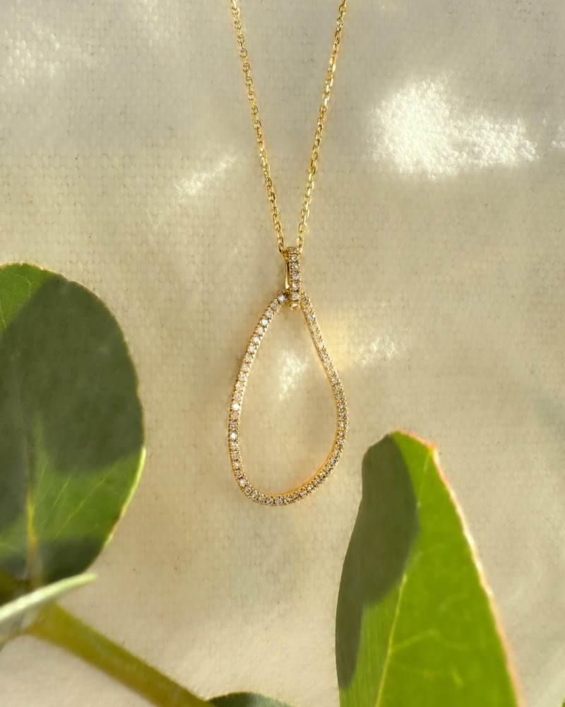 14 krt gouden Collier geelgoud briljant 0,29 crt. - Afbeelding 3