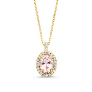 14 krt gouden Collier geelgoud morganiet + briljant