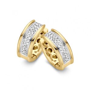 14 krt gouden Oorringen bicolor briljant 0,22 crt.