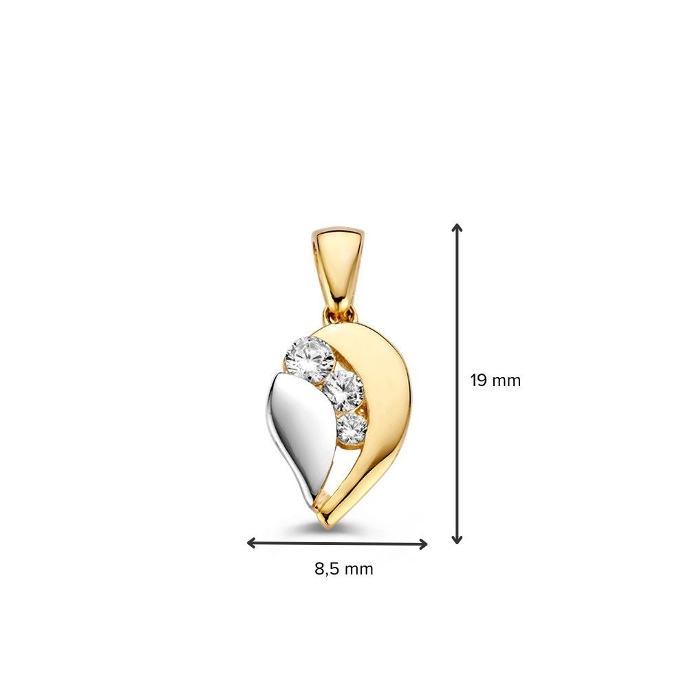 14 krt gouden Hanger bicolor zirkonia - Afbeelding 2