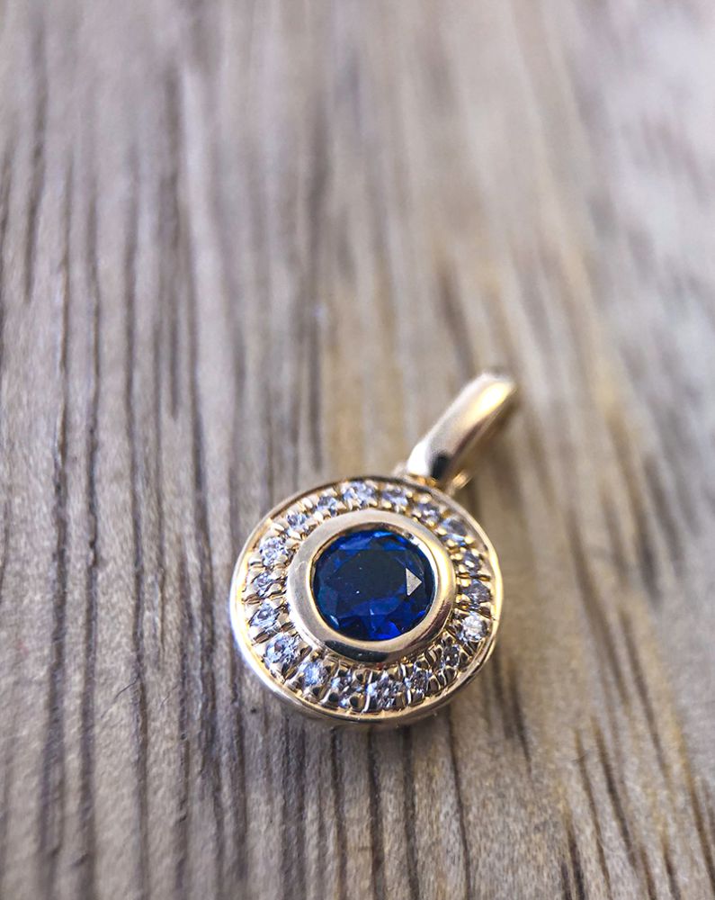 14 krt gouden Hanger geelgoud briljant 0,07 crt. - Afbeelding 2