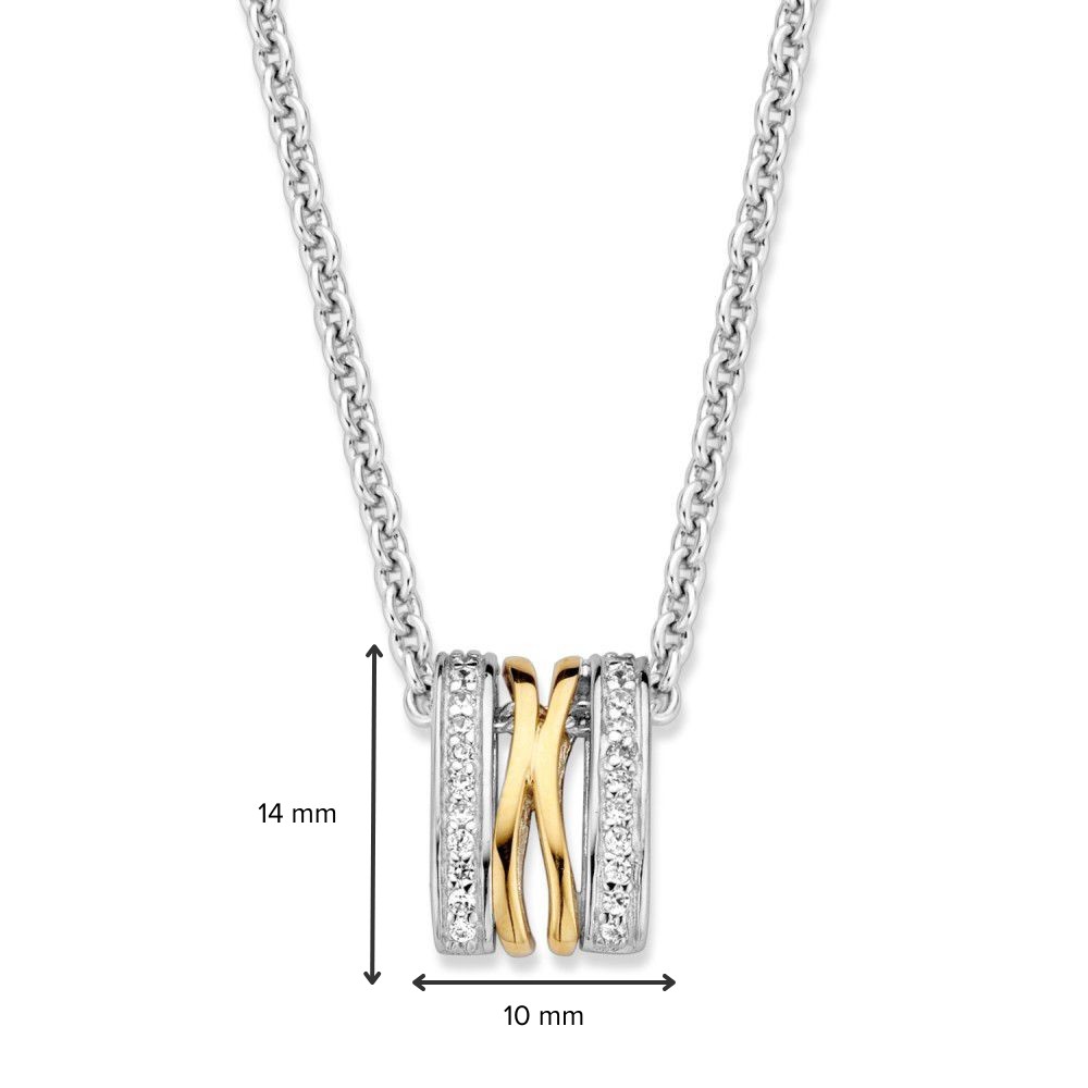 14 krt gouden Hanger zilver/goud zirkonia - Afbeelding 2