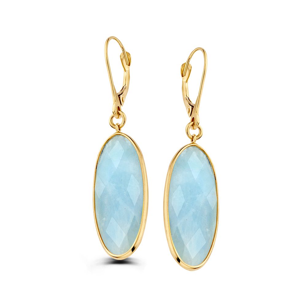 14 krt gouden Oorhaken geelgoud aquamarijn