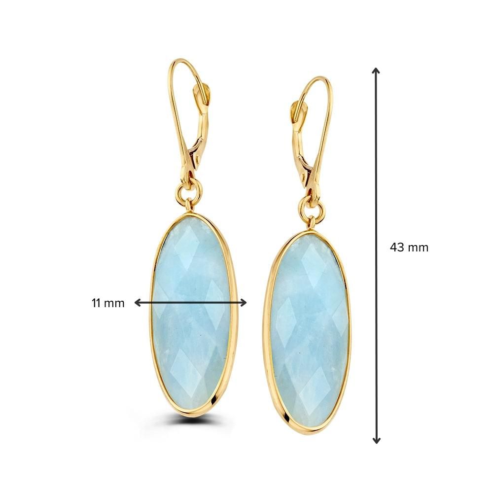 14 krt gouden Oorhaken geelgoud aquamarijn - Afbeelding 6