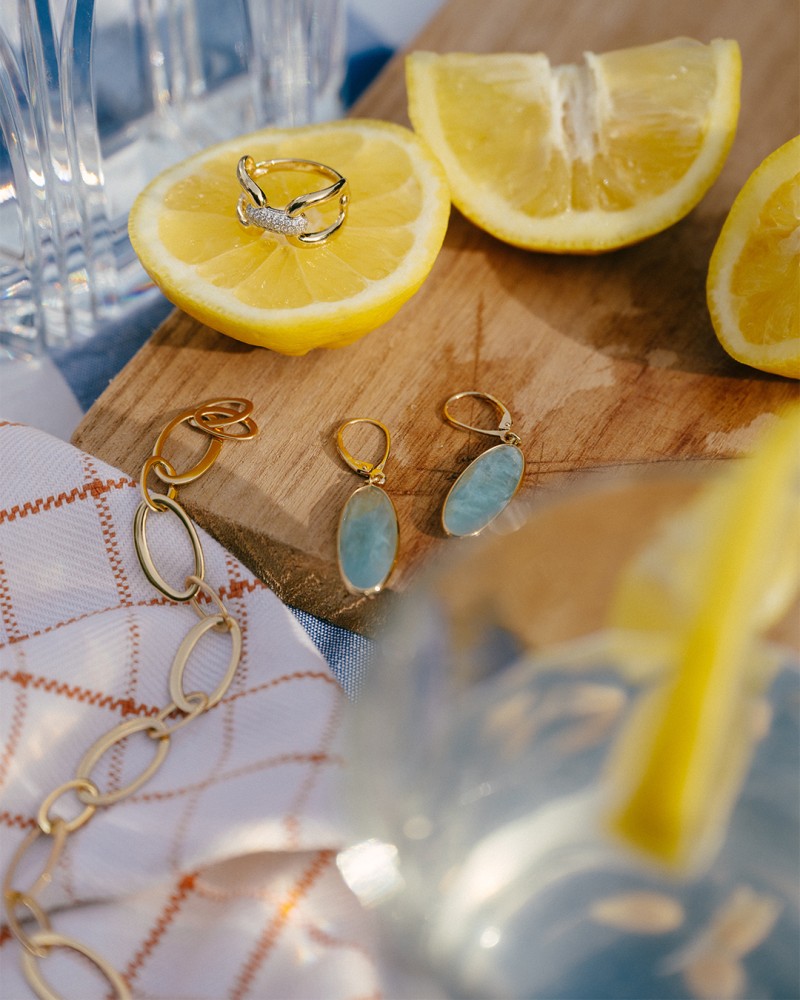 14 krt gouden Oorhaken geelgoud aquamarijn - Afbeelding 3