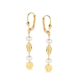 14 krt gouden Oorhaken geelgoud parel